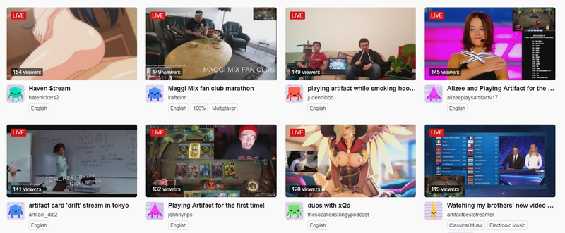 Illustration for article titled Twitch's Artifact Category Is Porn-Filled Anarchy